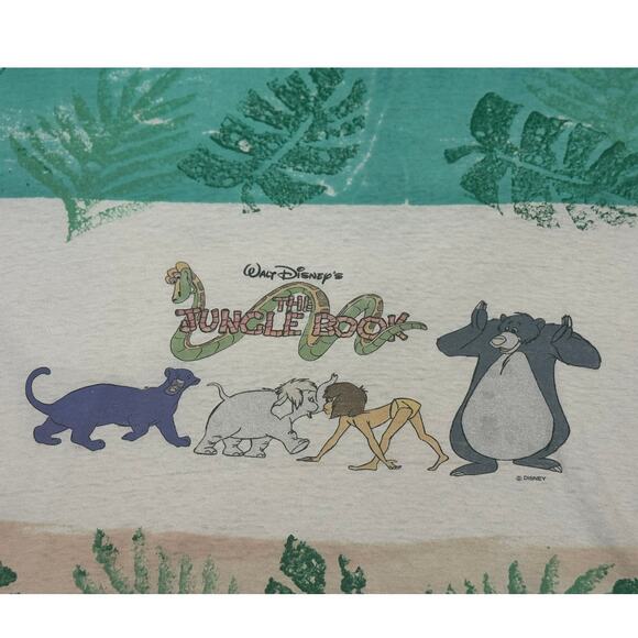 Vintage 90s Disney Jungle Book T-Shirt XL Single Stitch AOP Tropical Graphic - Picture 6 of 6